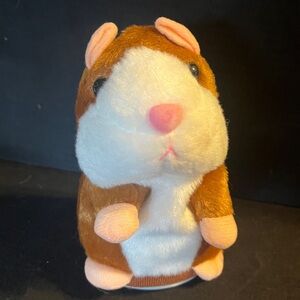Cute Brown and White Plush Hamster Toy that Repeats what you say